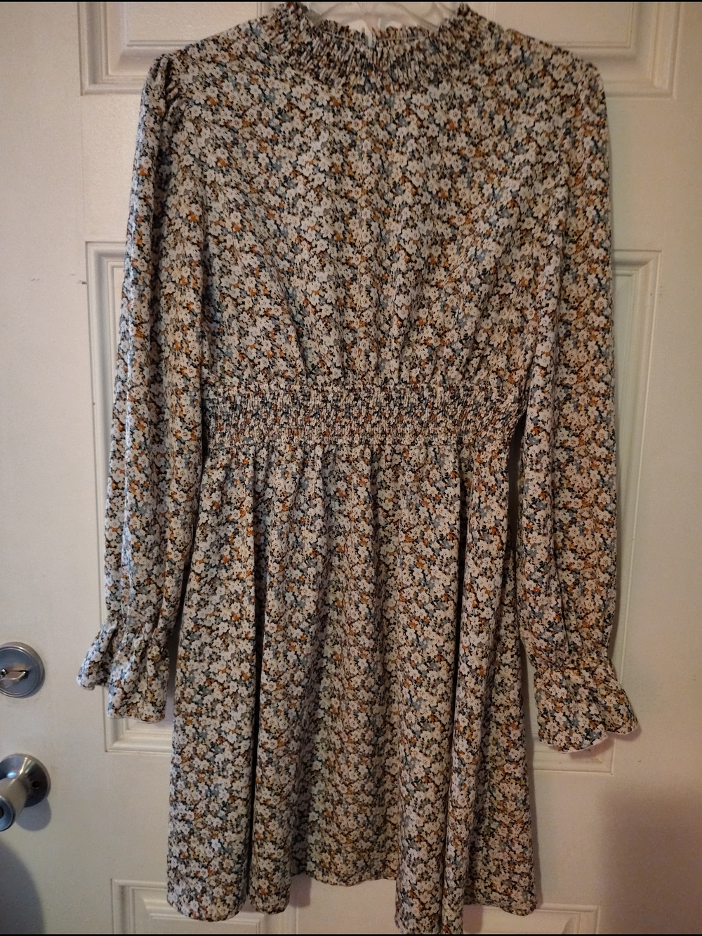 Floral Smocked Waist Midi Dress - Cream & Mustard